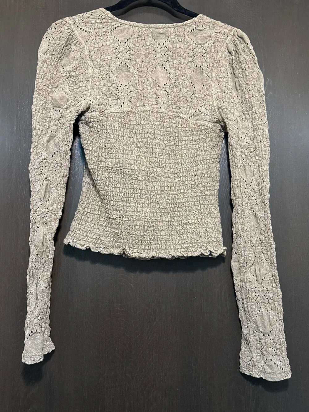 Free People light brown eyelet Button-Front Crop Top